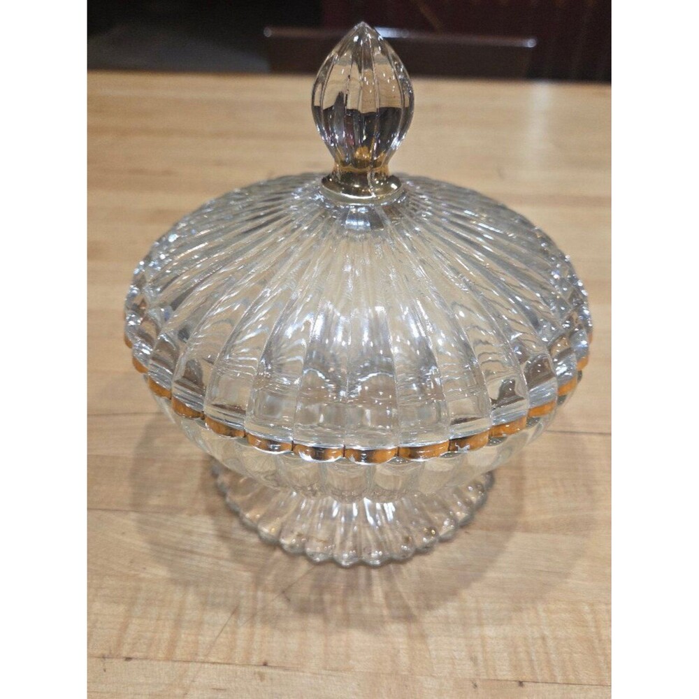 Vintage Glass Serving Bowl / Candy dish with Scalloped Edge
